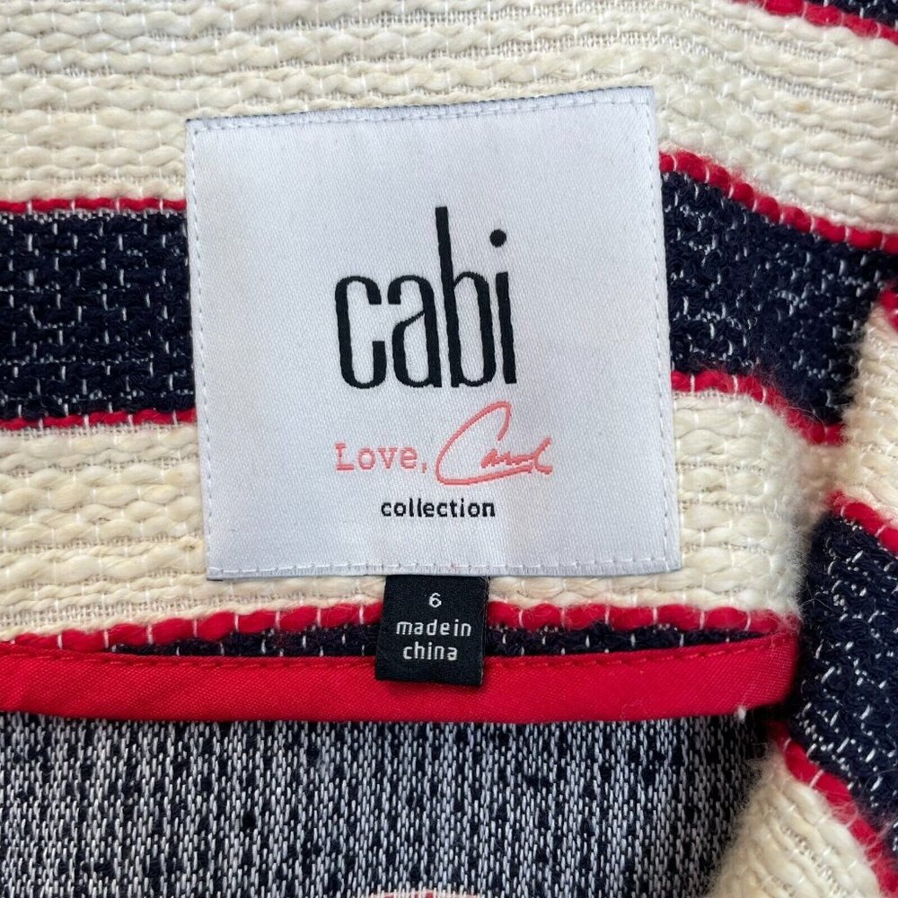 Cabi Cruise Jacket 6 Nautical Stripe Navy Blue Tweed Double Breasted Blazer - Picture 12 of 13